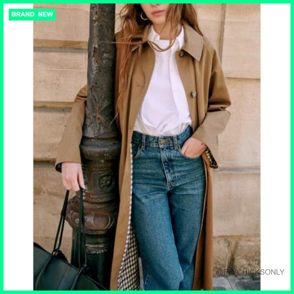 Polyester Trench Coat Oversized Windproof Long Ou… - image 4